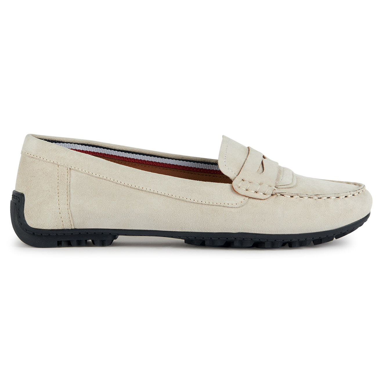 Geox Mocassins en Velours de Cuir Kosmopolis écrus