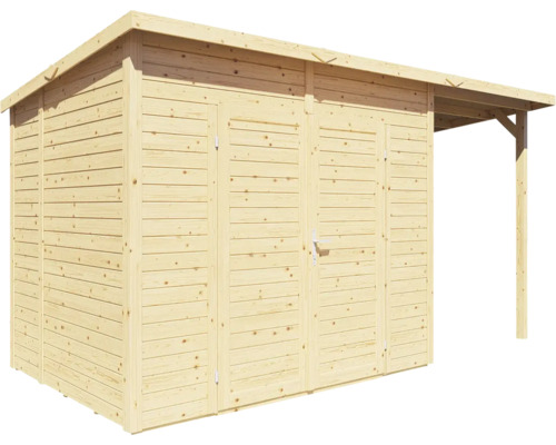 Bertilo Timmo 4 Plus tuinhuis inclusief vloer en lessenaarsdak, 400 × 200 cm, natuurlijke afwerking