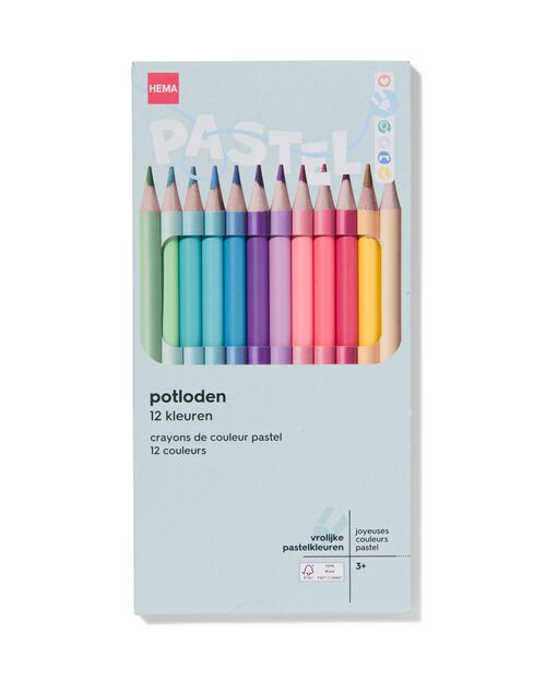12 crayons de couleur pastel