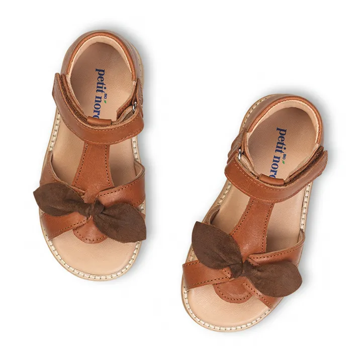 Petit Nord Sandales Scratchs Bow | Cognac