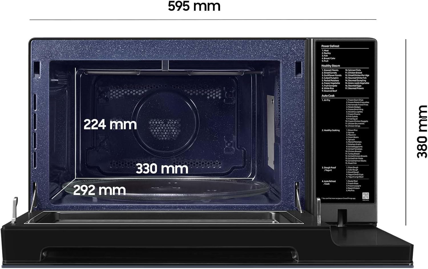 MC32DB7746KDE1 Bespoke Mikrowelle mit Grill und Heißluft, 32 l, 900 W, Smart Control, AirFry, Power Defrost, Healty Steam, Clean Navy