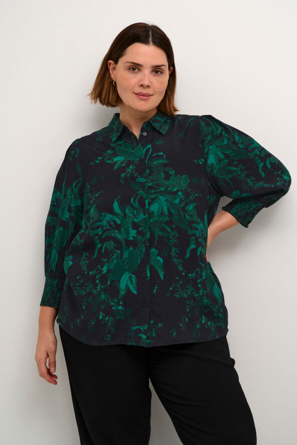 Kaffe Curve KCmina Blouse Black/green painted flower