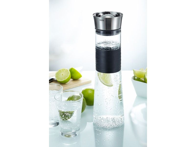 GEFU Karaffe Cascada 1 l, Schwarz/Transparent Wasserkaraffe