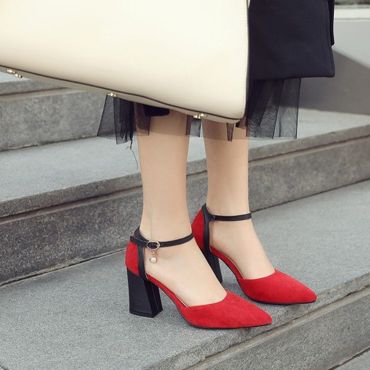 Megan - Color Panel Chunky Heel Sandalen