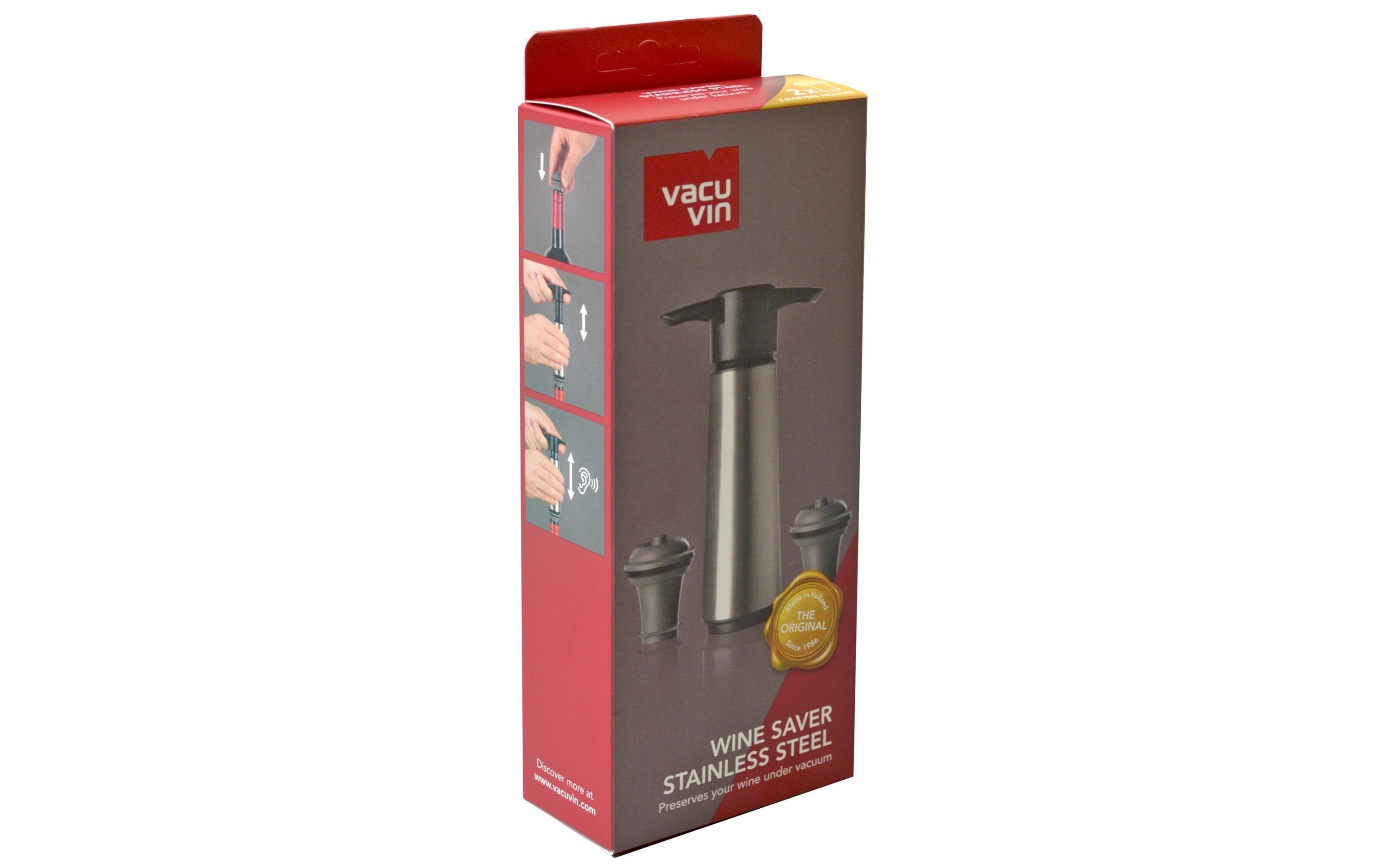 Vakuumpumpe Wine Server Inox + 2 Zapfen Schwarz/SilberWine Server Pumpe