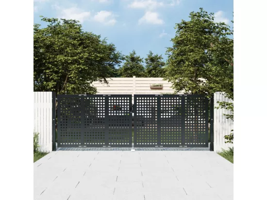 Portail de jardin anthracite 300 x 125 cm acier