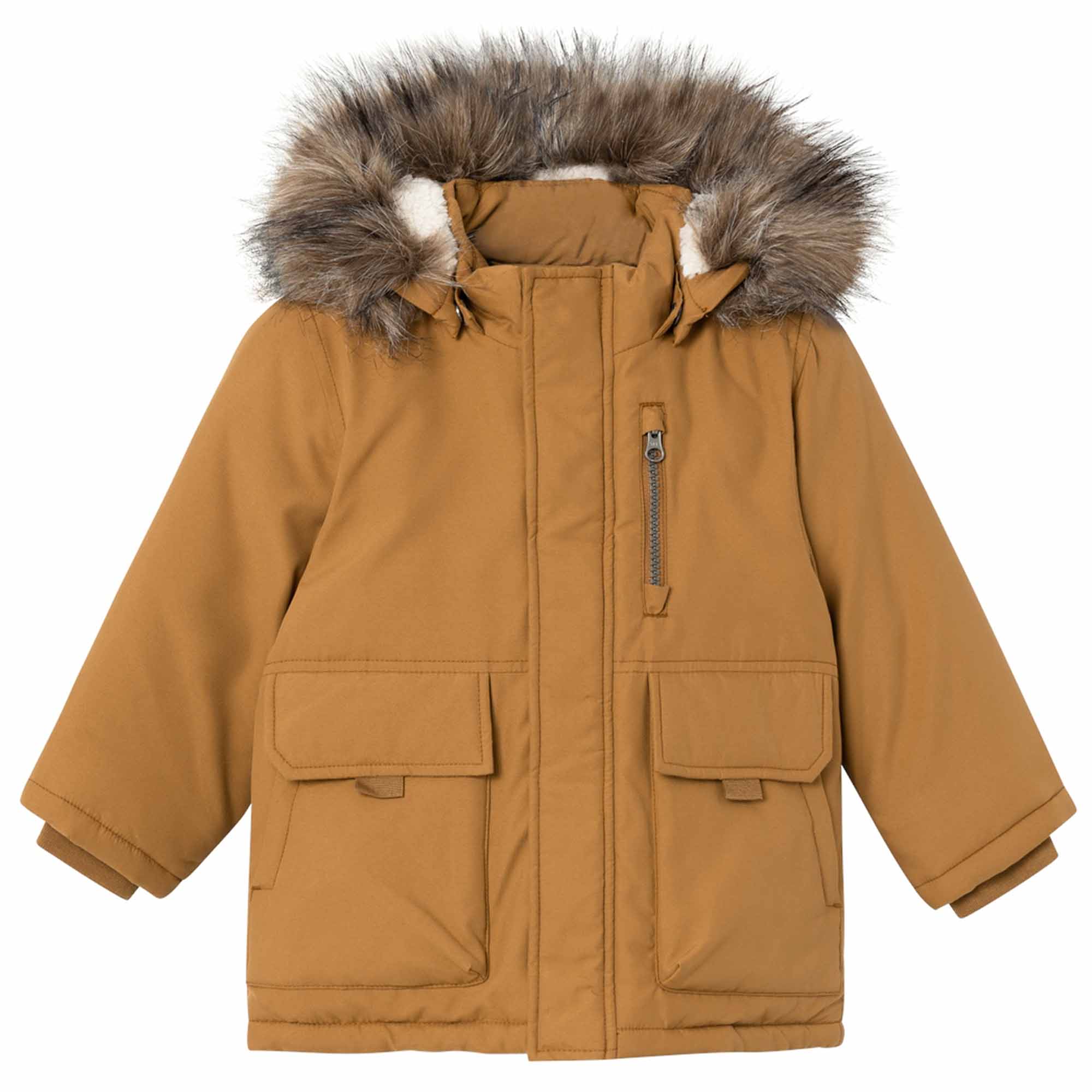 Name it peuter winterjas lange mouwen effen bruin