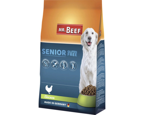 MR.BEEF Senior droogvoer voor honden, 4 kg, kip, non-GMO, zonder toegevoegde suikers, zonder kleurstoffen, zonder soja. Gemaakt in Duitsland.