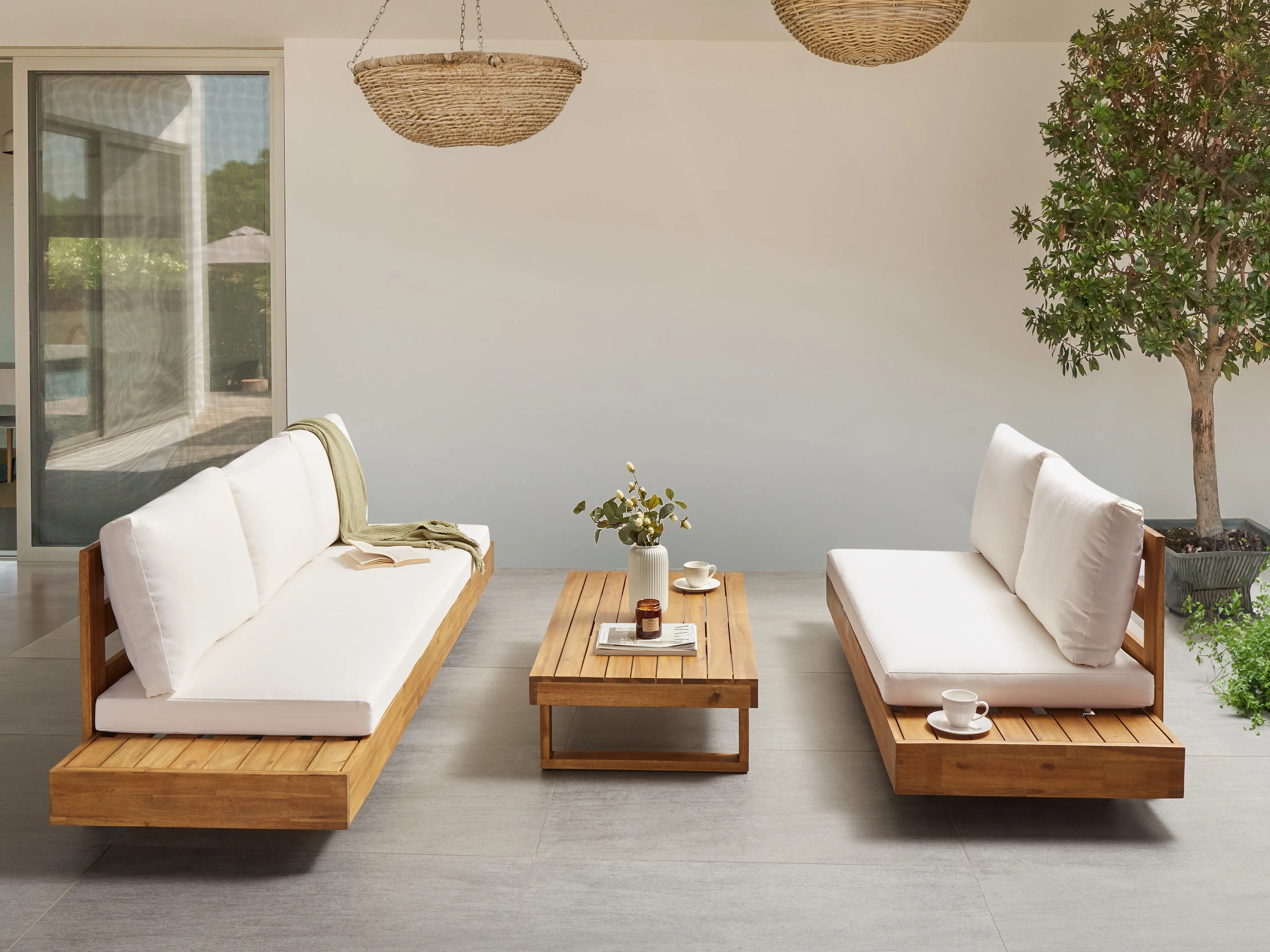 Loungeset met tafel 5-zits MARETTIMO Gecertificeerd acaciahout Bruin