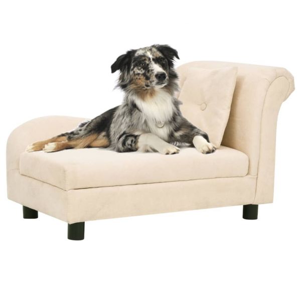 Sofá para Cães com Almofada 83x44x44 cm Pelúcia Creme - 171106