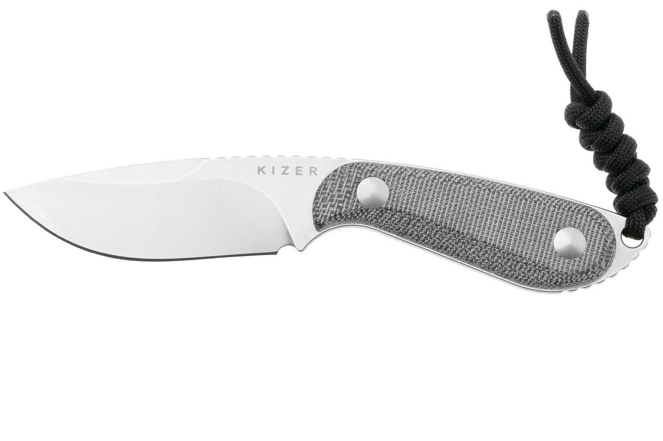 Kizer Buddy 1081A8 Satin 14C28N, Black Micarta, vaststaand mes, Maksim Epifantsev design