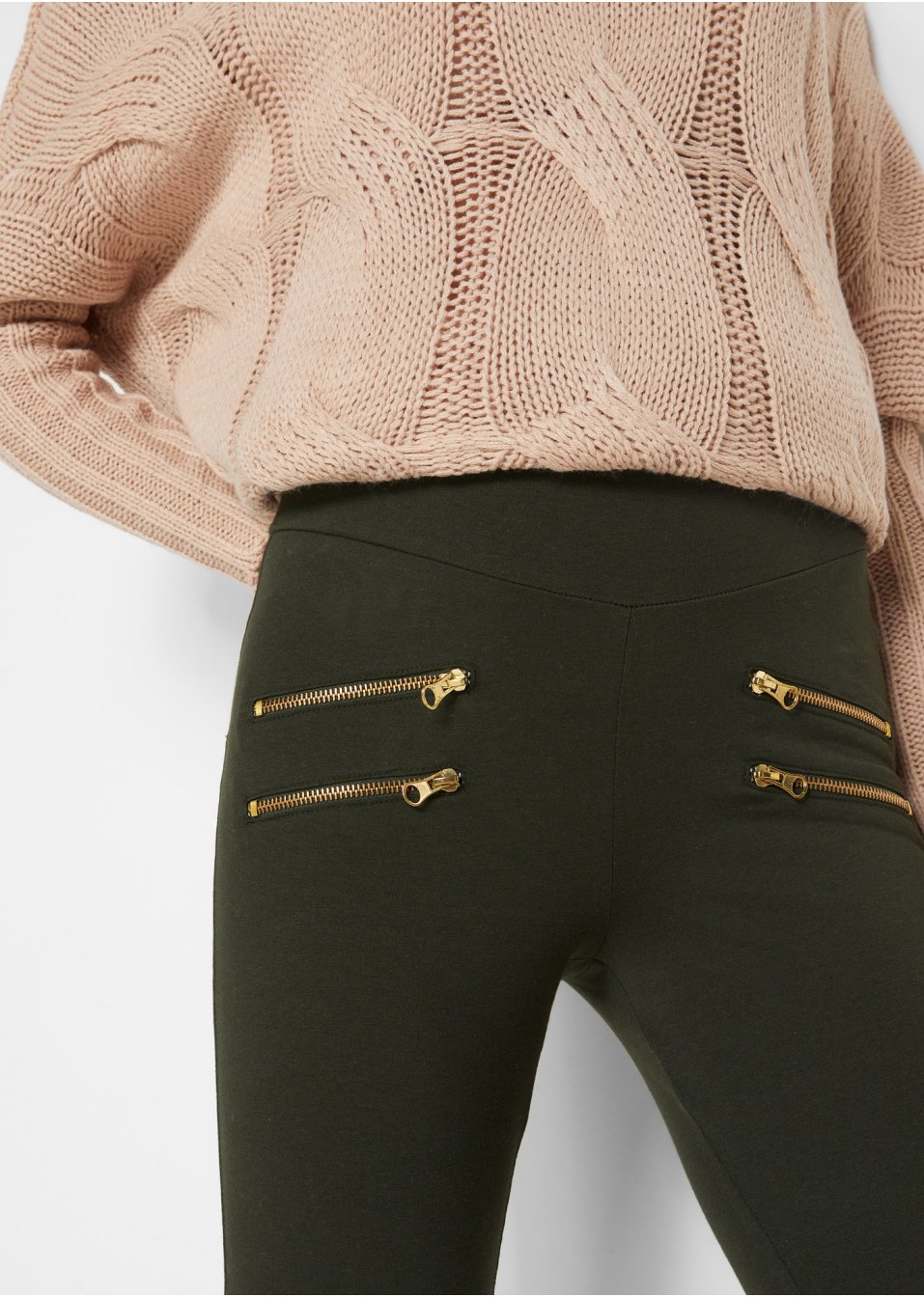 Legging avec taille confortable et zips décoratifs