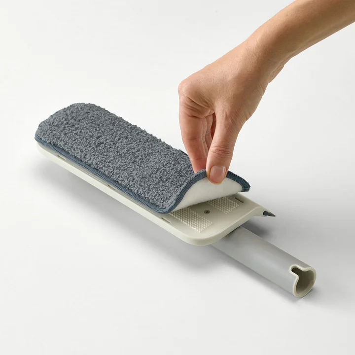 Joseph Joseph - CleanTech 2-in-1 Mikrofaser-Fensterwischer und -abzieher, stone