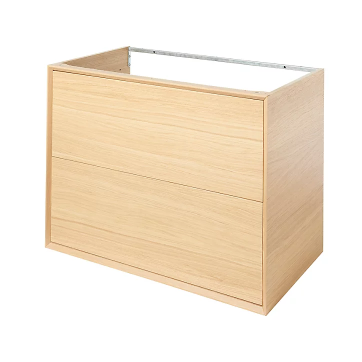 Meuble sous vasque à suspendre GoodHome Avela placage chêne 80 cm