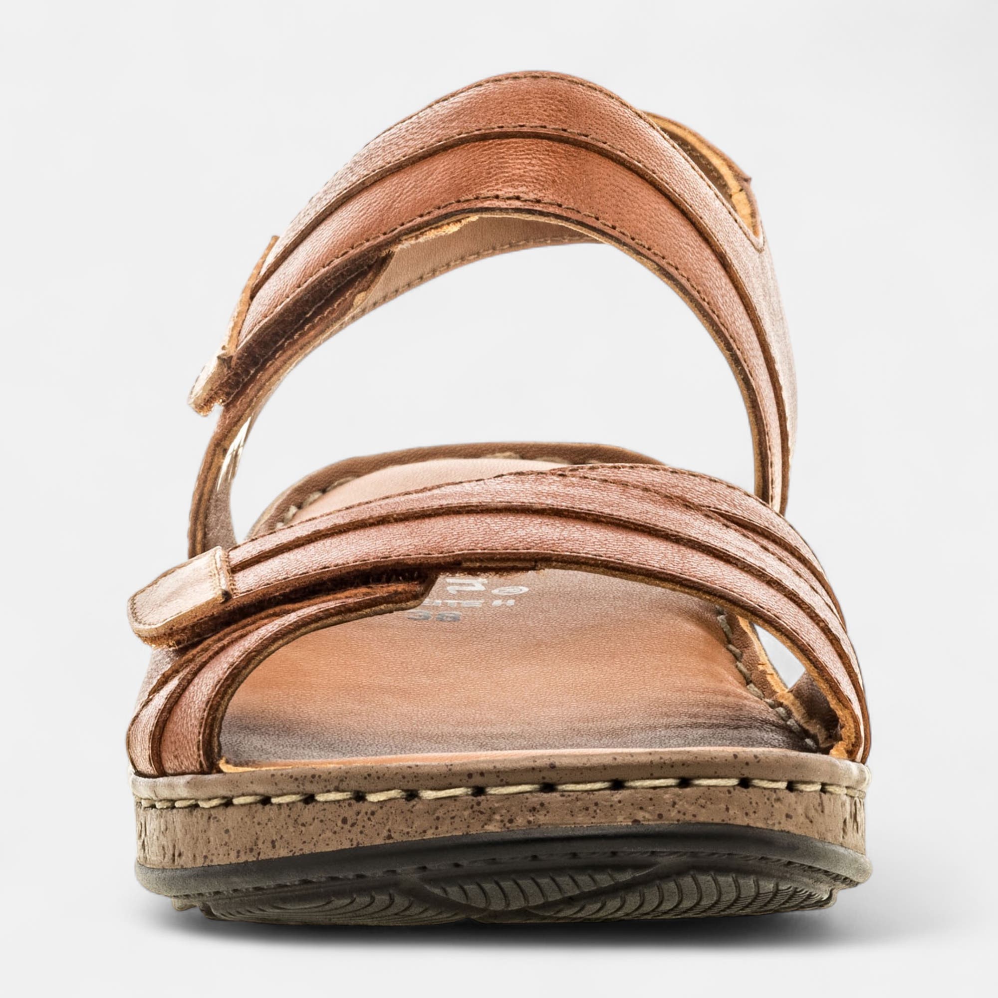Sandales Femme en cuir cognac