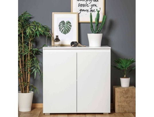 TERRE DE NUIT - Commode 2 portes en bois blanc - co7053