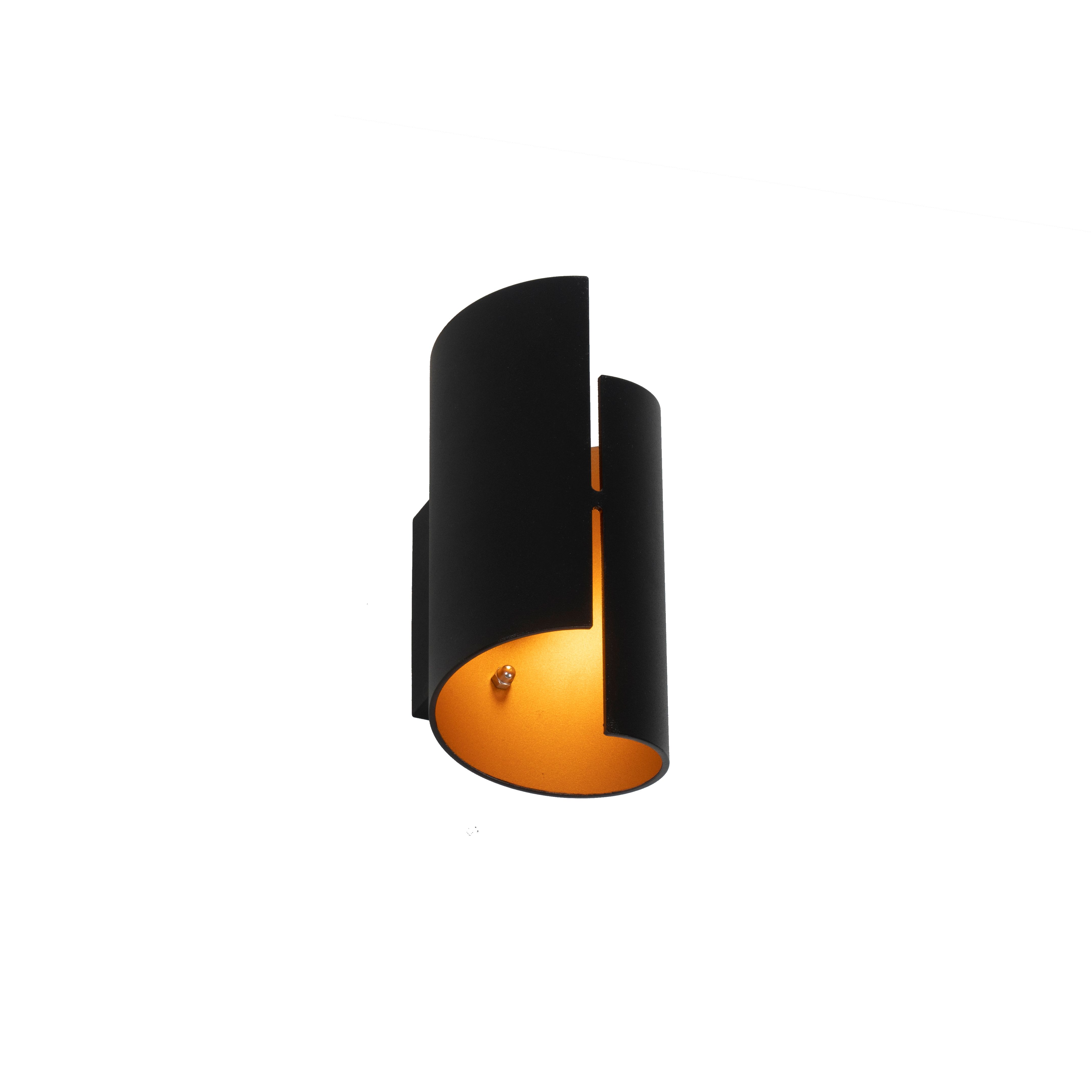 Smart wandlamp zwart met gouden binnenkant incl. Wifi G9 - Faldo