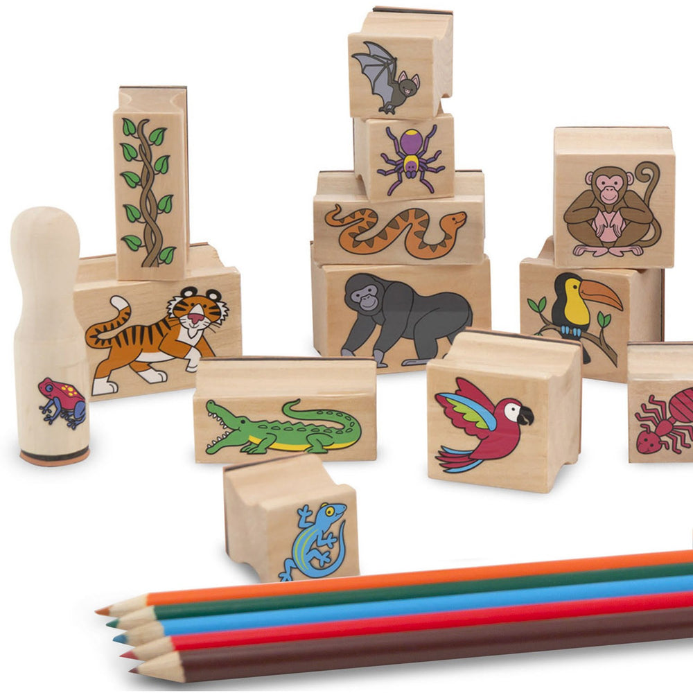 Køb Melissa & Doug Multifarvet Wooden Stamp Set Regnskov