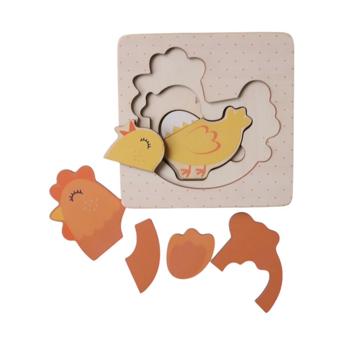 Puzzle évolutif en bois cycle de vie - La petite poule rousse Mercredi et Patati