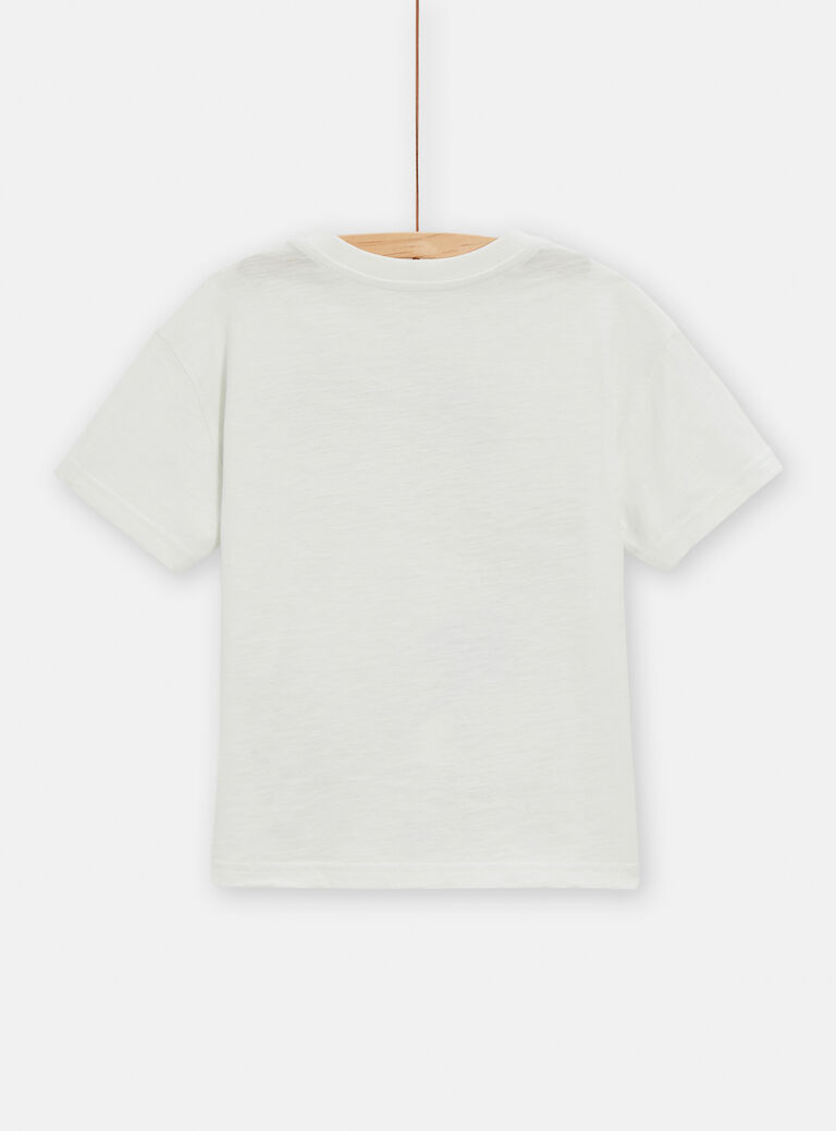 T-shirt écru animation basketball pour garçon