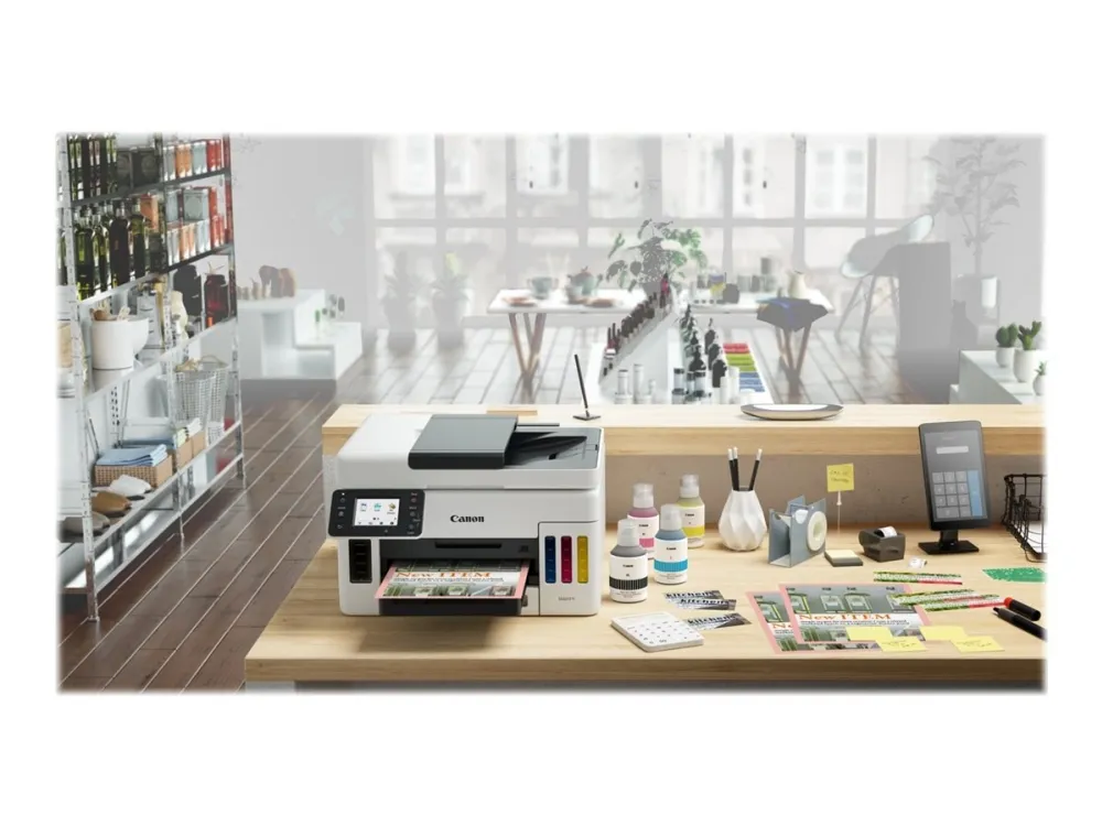 Canon MAXIFY GX6050 - Multifunktionsprinter - farve - blækprinter - kan genopfyldes - Legal (216 x 356 mm)/A4 (210 x 297 mm) (original) - A4/Legal (medie) - op til 24 ipm (udskriver) - 350 ark - LAN, Wi-Fi(n), USB 2.0, USB vært