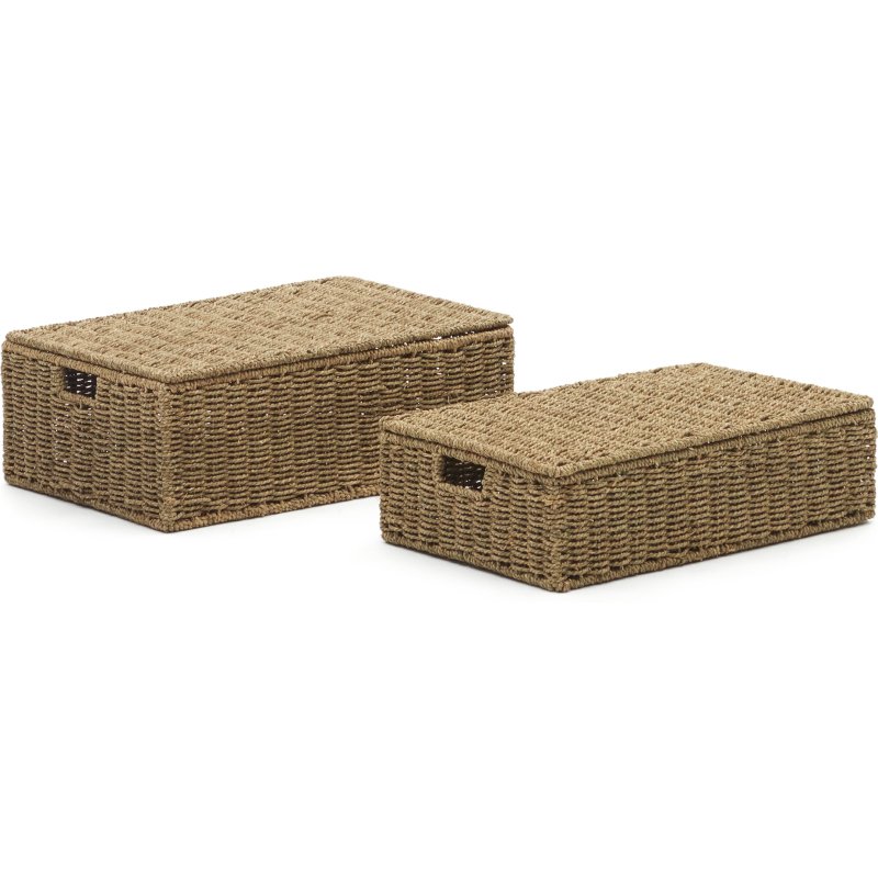 Lot Tossa de 2 boites avec couvercles en fibres naturelles 57 x 36 cm / 60 x 40 cm