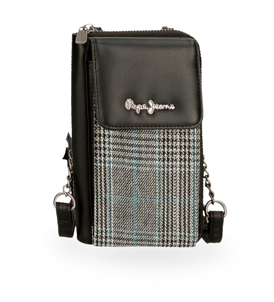 Bolsa de ombro para celular Kendra preta da Pepe Jeans