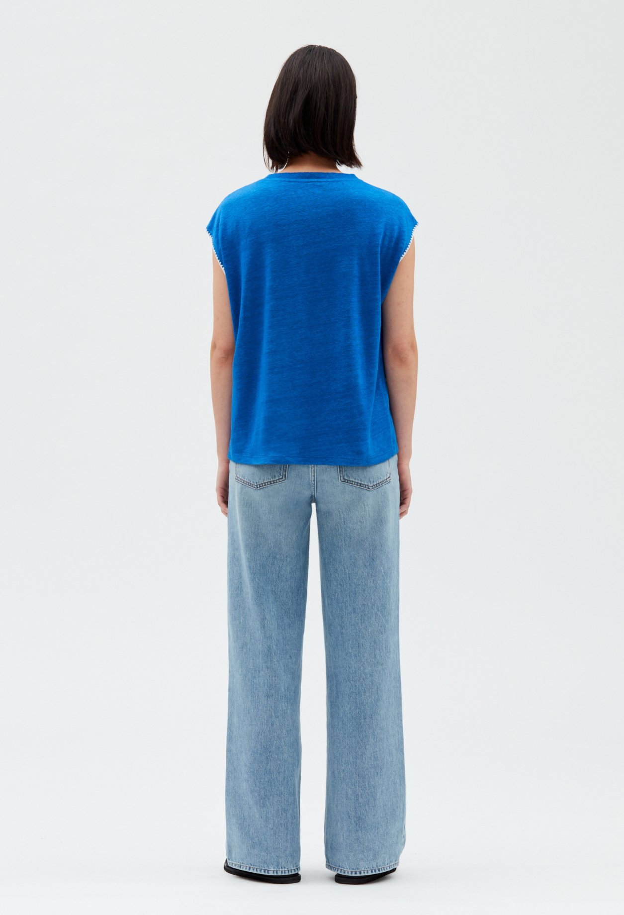 T-shirt lin bleu