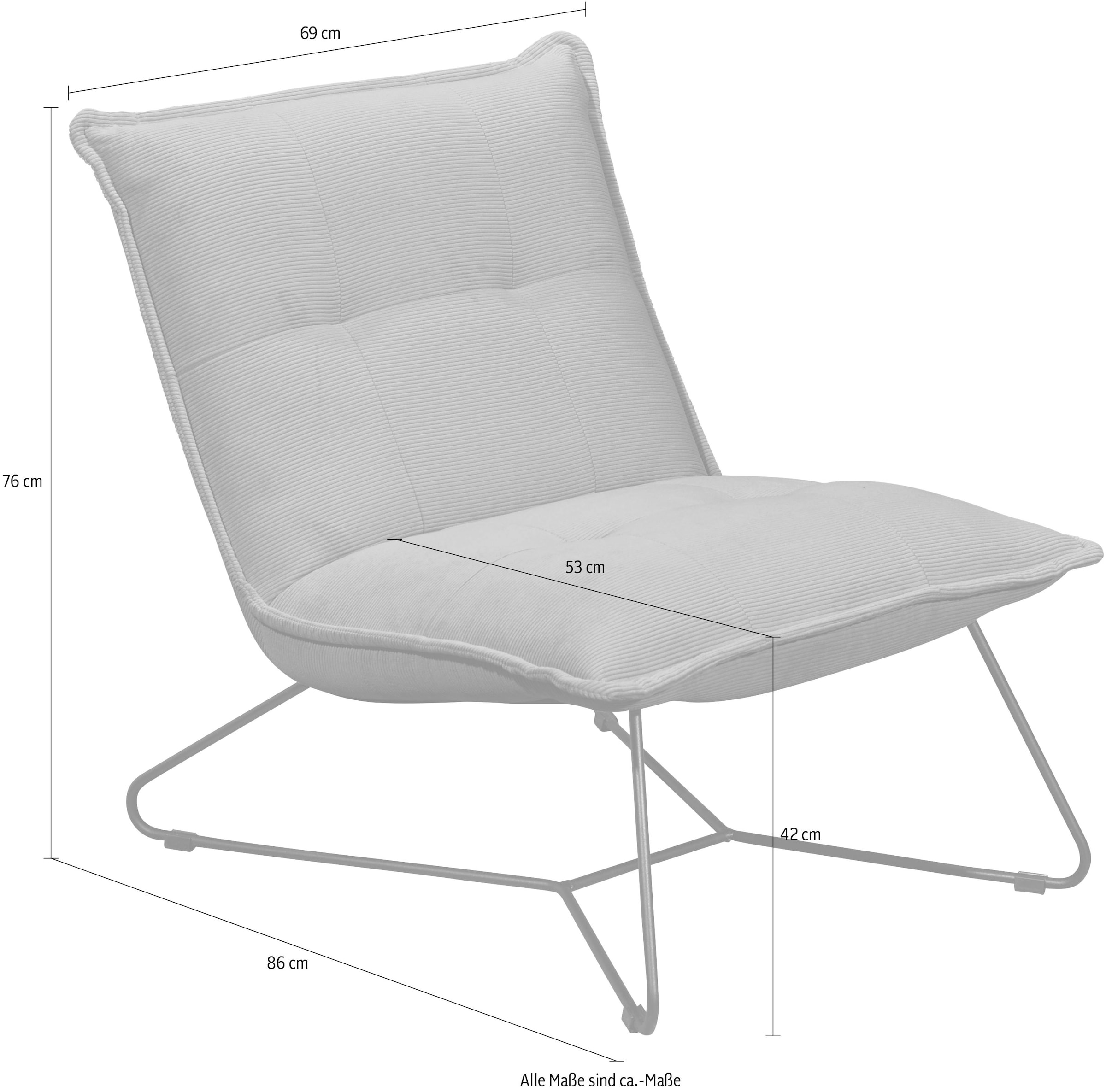 ED EXCITING DESIGN Sessel »Vico« mit Design-Gestell aus schwarzem Metall, in Cord