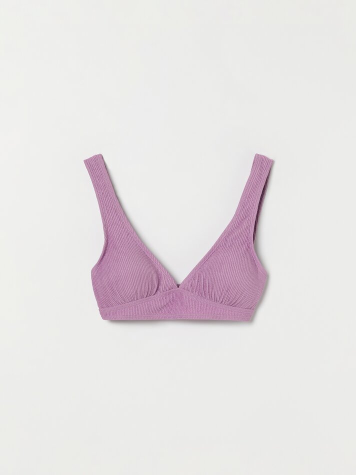 Top de biquíni triangular texturizado - Malva