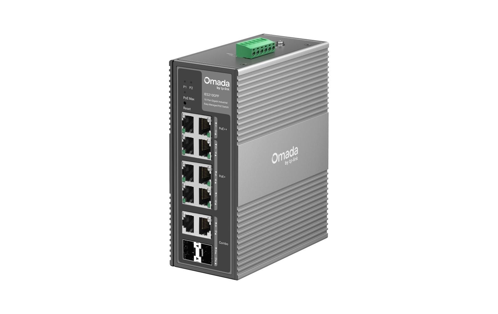 PoE++ Switch Omada IES210GPP 10 Port<br>Omada 10-Port Gigabit Industrial Easy Managed Switch mit 6-Port PoE+ und 2-Port PoE++