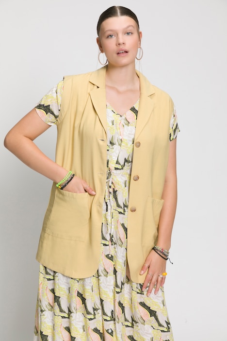 Weste, oversized, Revers, taschen