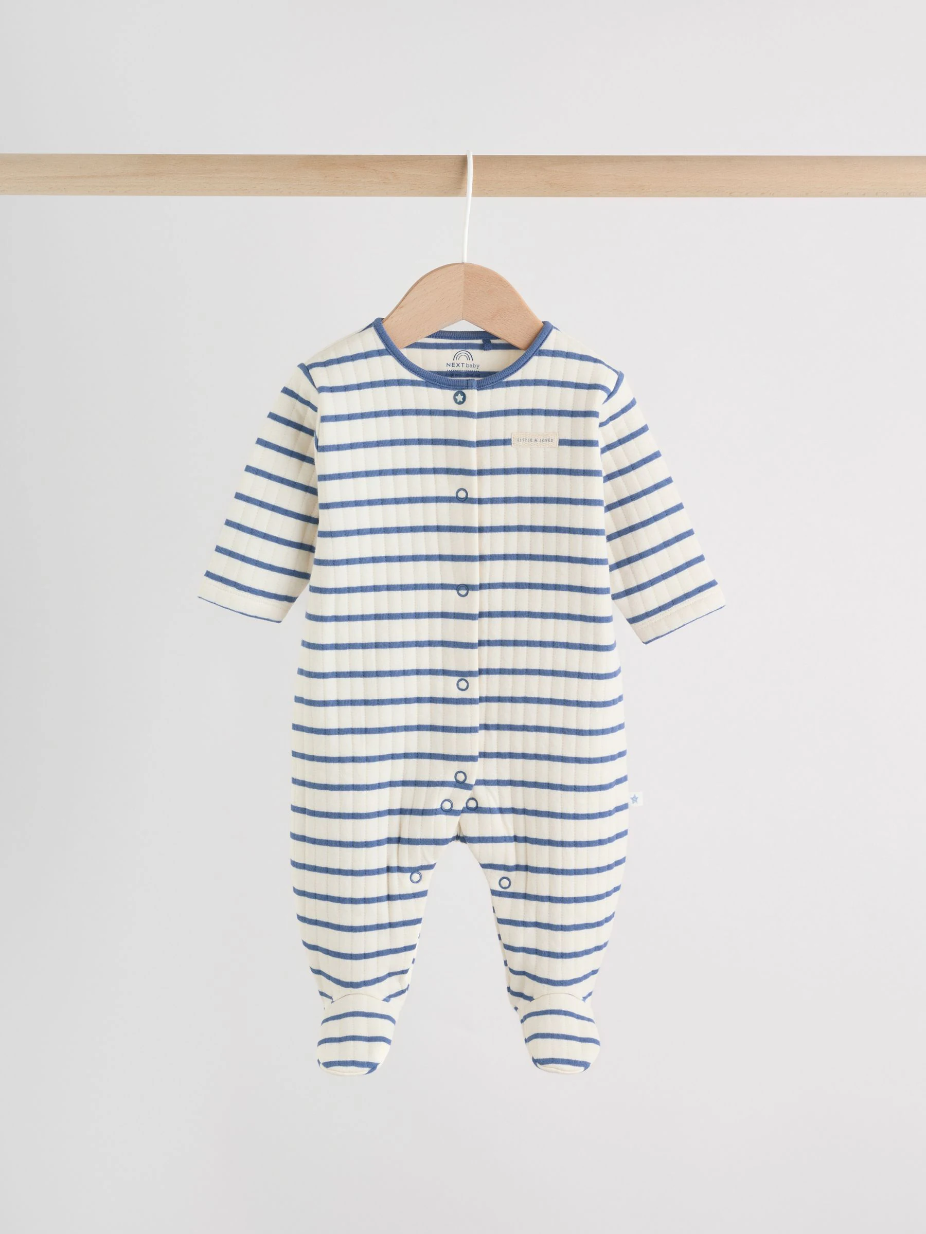 Blauw - 2 Doorgestikte babypyjama's