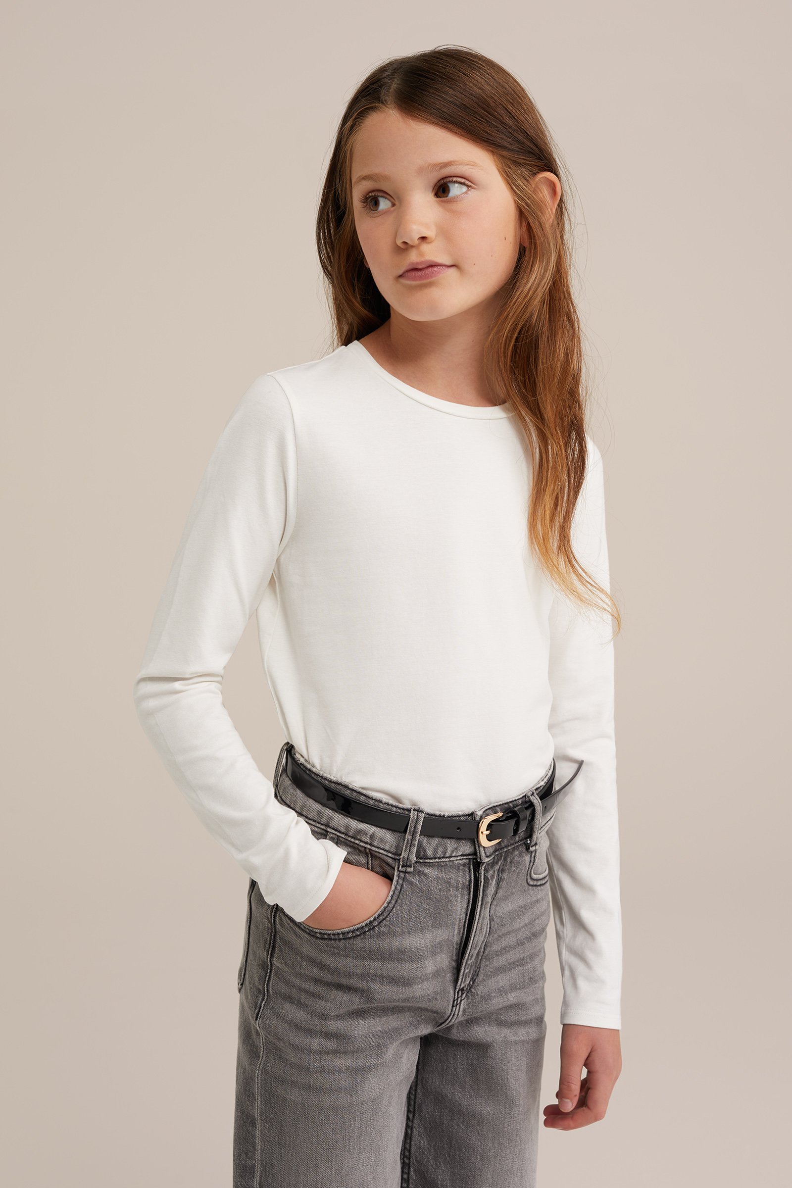 Meisjes T-shirt, 2-pack WE Fashion Zwart