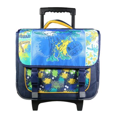 Cartable à roulettes Phileas Dinosaure 38 cm - 2 compartiments - bleu - Bagtrotter