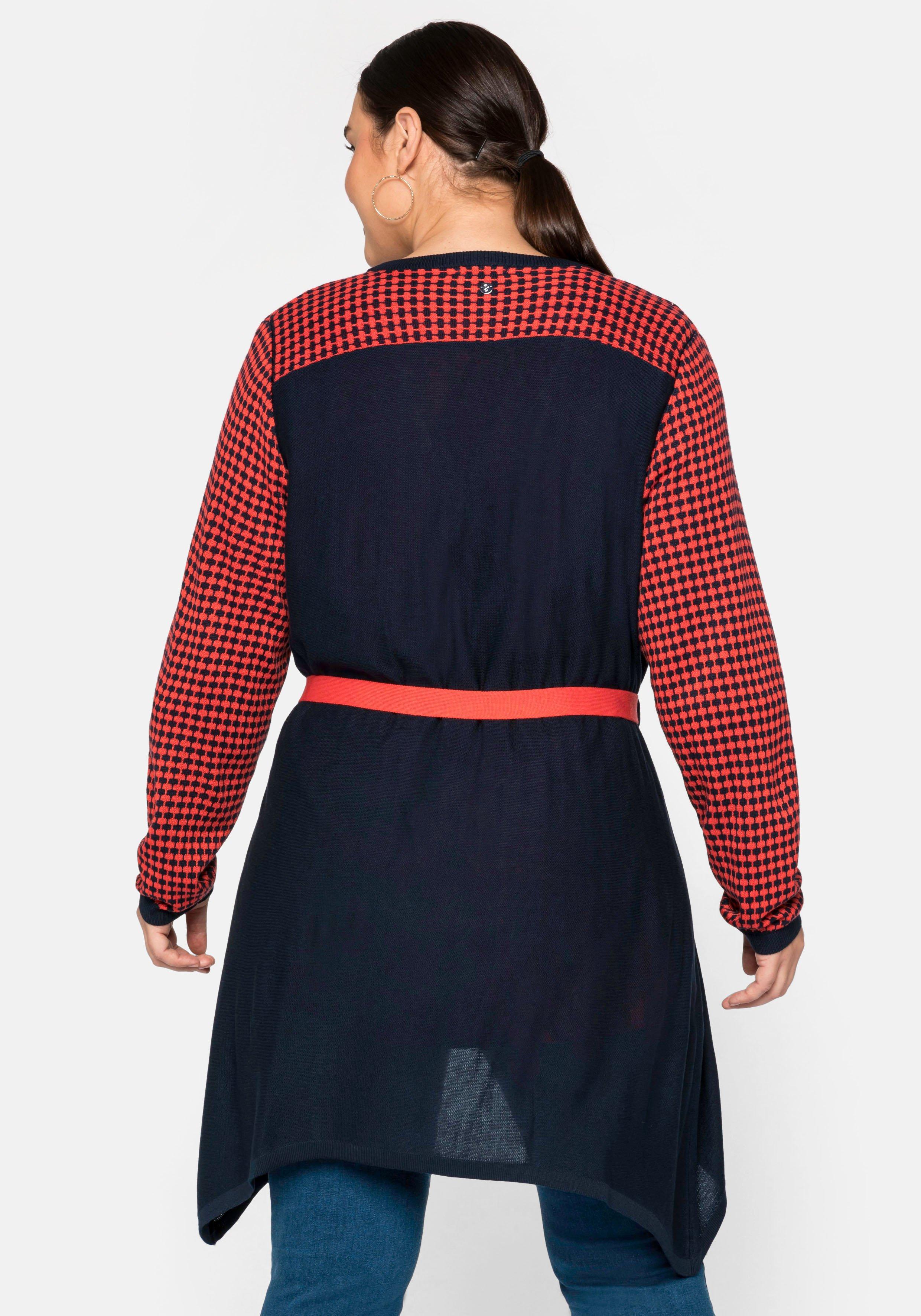Longstrickjacke im Muster- und Farbmix