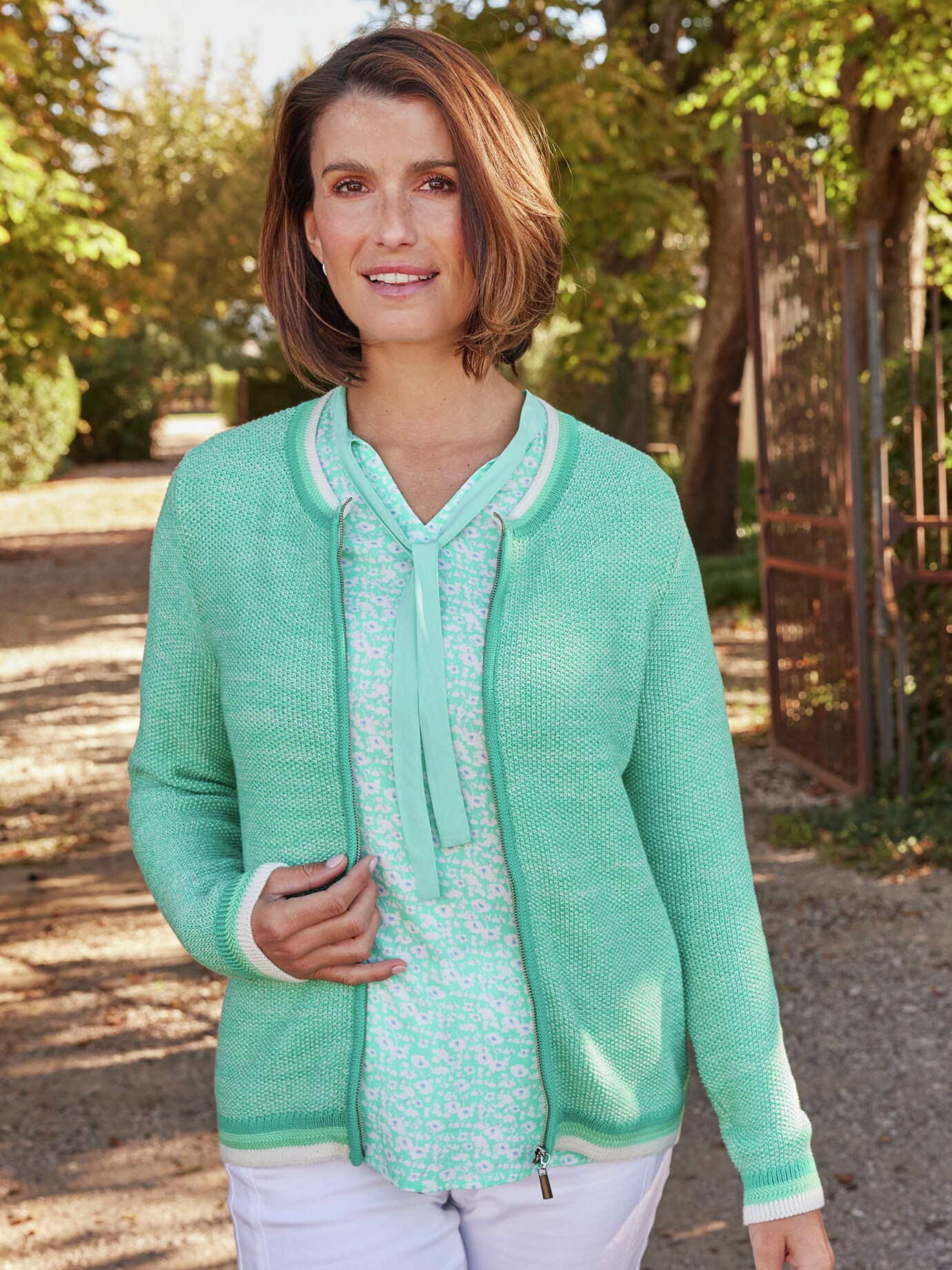 Reißverschluss-Strickjacke Baumw.
