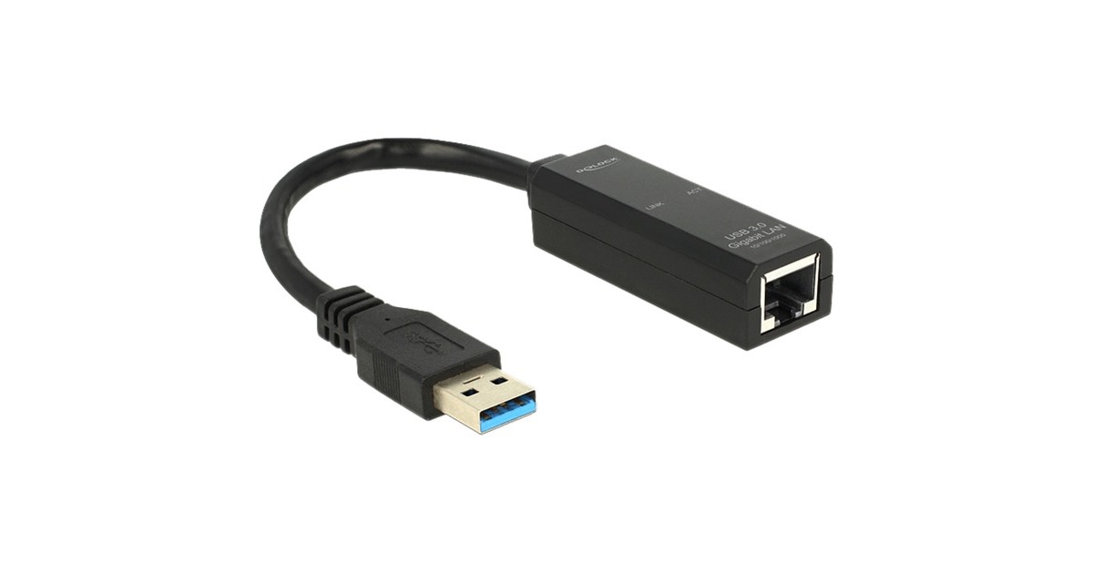 DeLOCKAdapter USB 3.0 > Gigabit LAN  (Zwart, 62616)