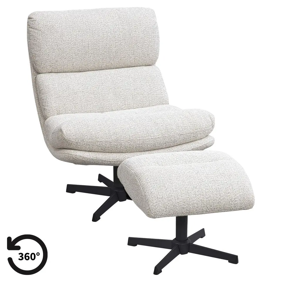 Fauteuil Bobbi incl. hocker - greige