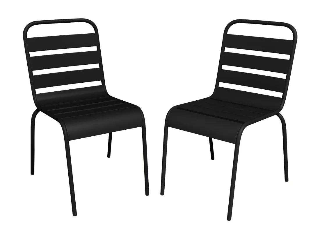 Lot de 2 chaises de jardin empilables en métal - Noir - MIRMANDE de MYLIA
