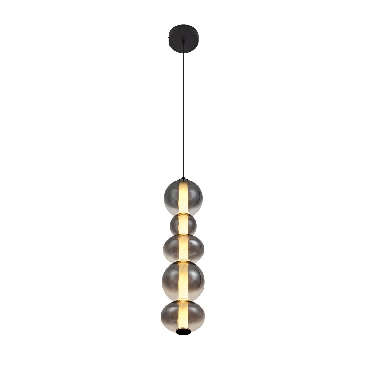 Art Deco hanglamp zwart met smoke en helder glas 5-lichts incl. LED - Lizzy