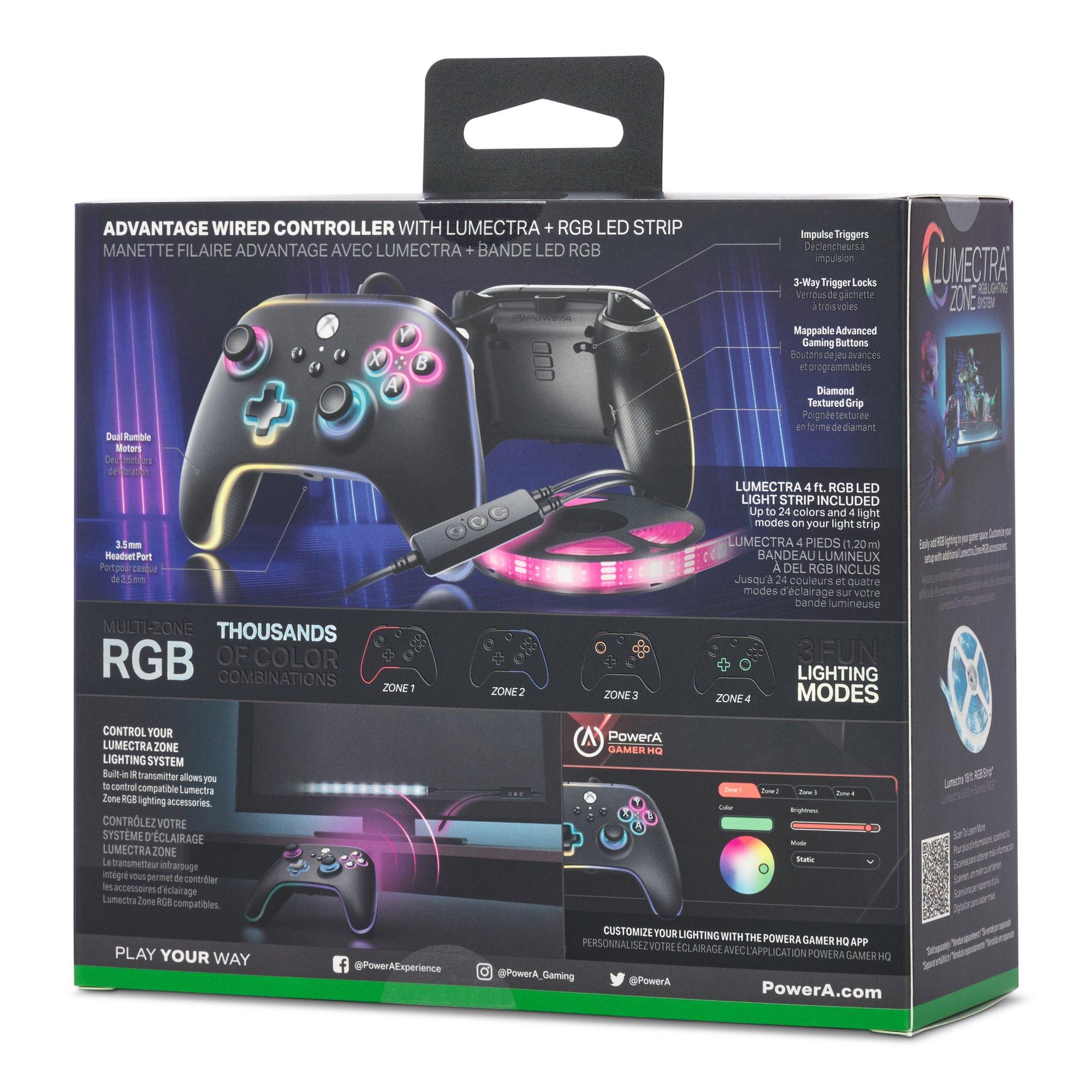 PowerA Advantage Wired Controller for Xbox Series XS with Lumectra  RGB LED Strip Black