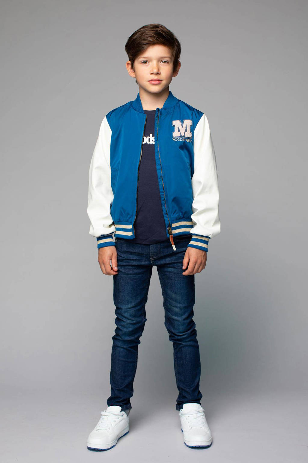 Moodstreet baseball jacket blauw/offwhite