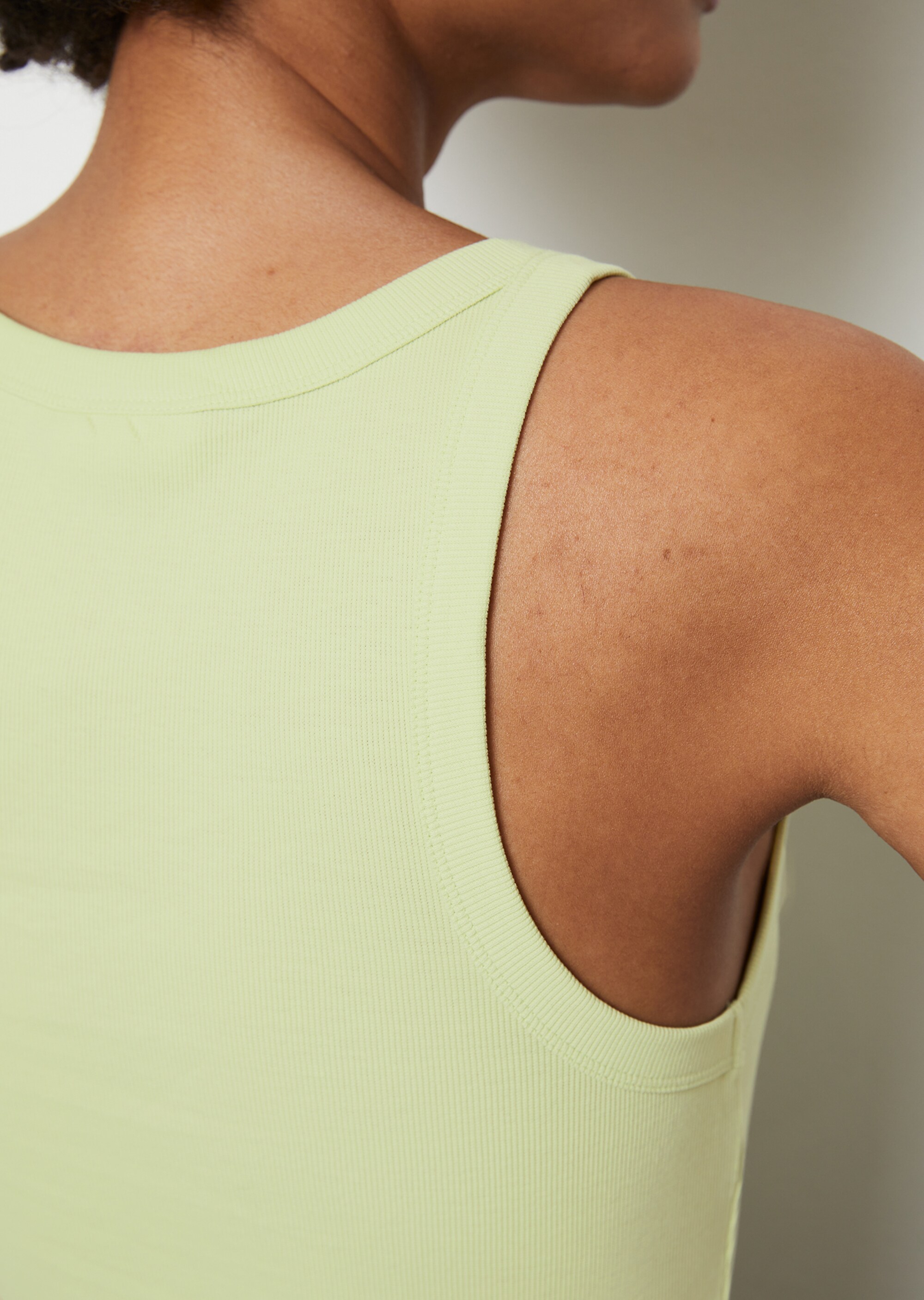 Tanktop mit feiner Rippstruktur aus elastischem Organic Cotton-Mix