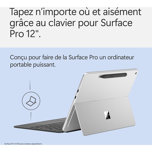 Clavier pour tablette Microsoft Surface Pro 12 pouces avec Surface Slim Pen - Ardoise