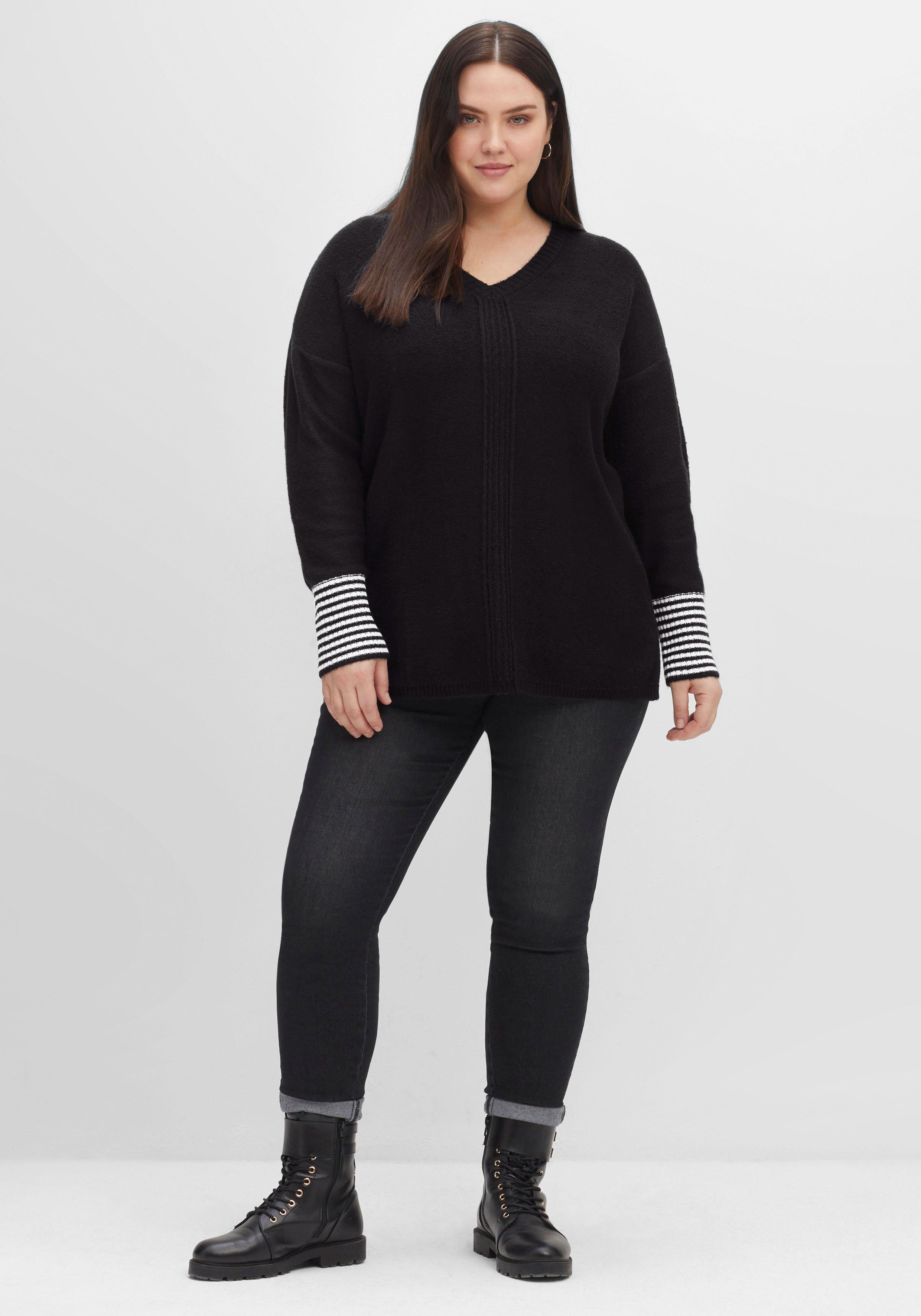 Pullover mit geringeltem Ärmelbündchen