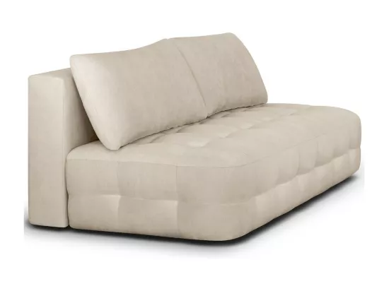 Canapé convertible 3 places avec coffre de rangement en tissu chenille beige - Léo