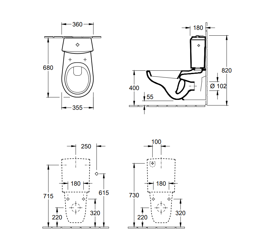 Villeroy & Boch O.novo hangend duoblok toilet wit glans