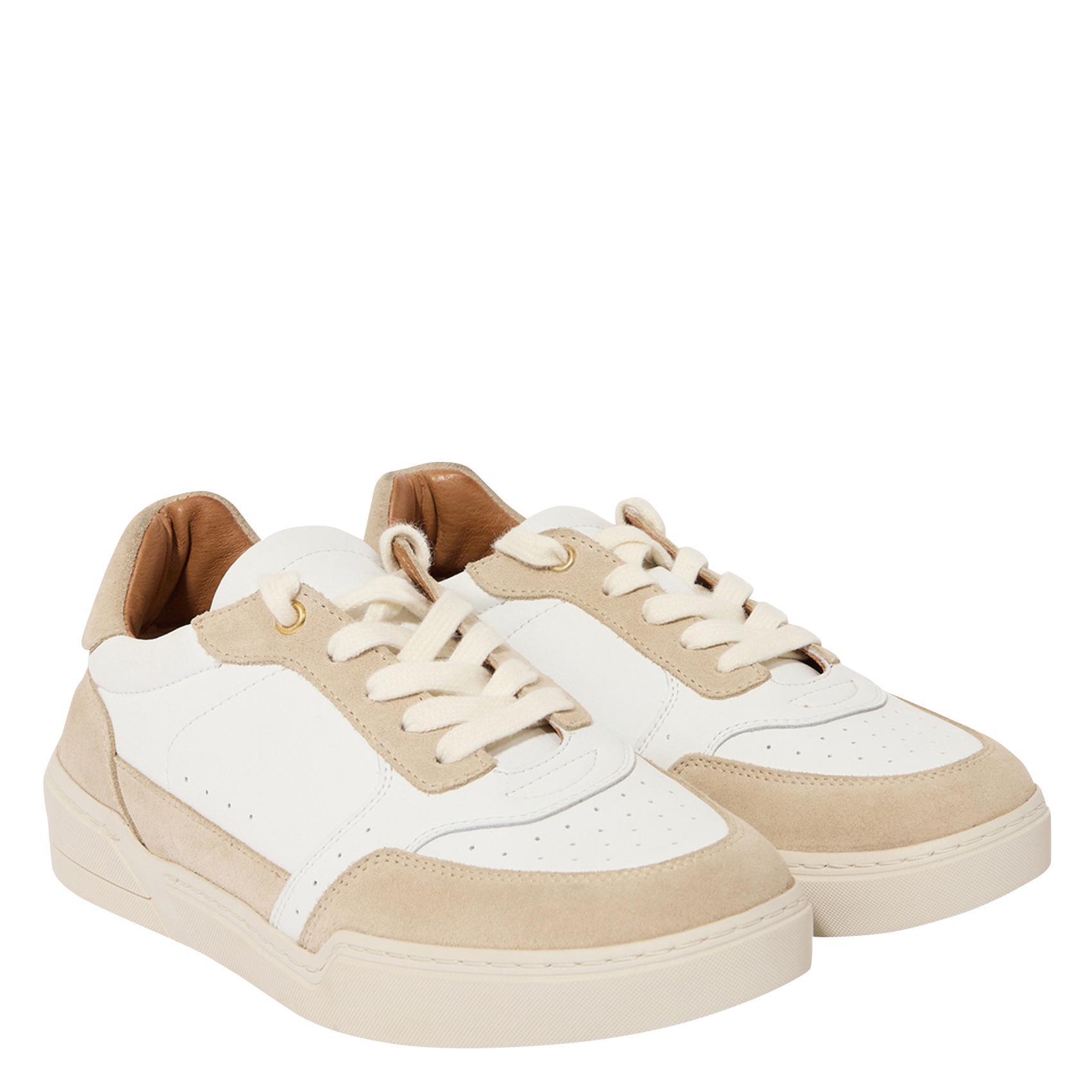 NINA - Baskets basses en cuir velours | Beige