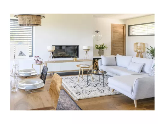 Meuble TV scandinave bois et blanc L180 cm SID